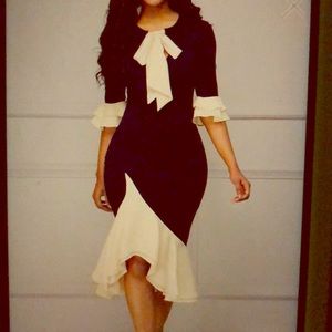 Tie Neck Cuff Sheath Dress size M